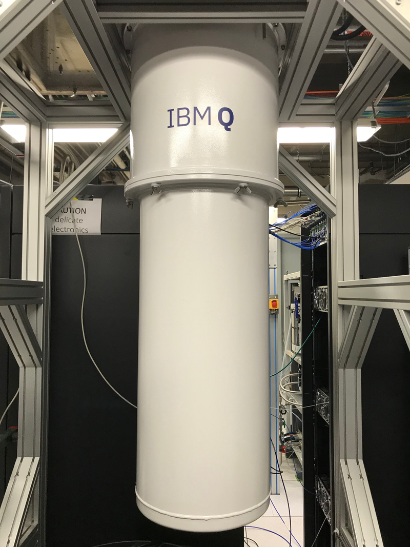 A dilution refrigerator housing a quantum computer